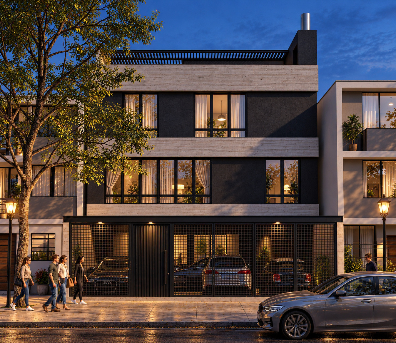 vivienda-multifamiliar-la-molina-fachada-nocturna-aram